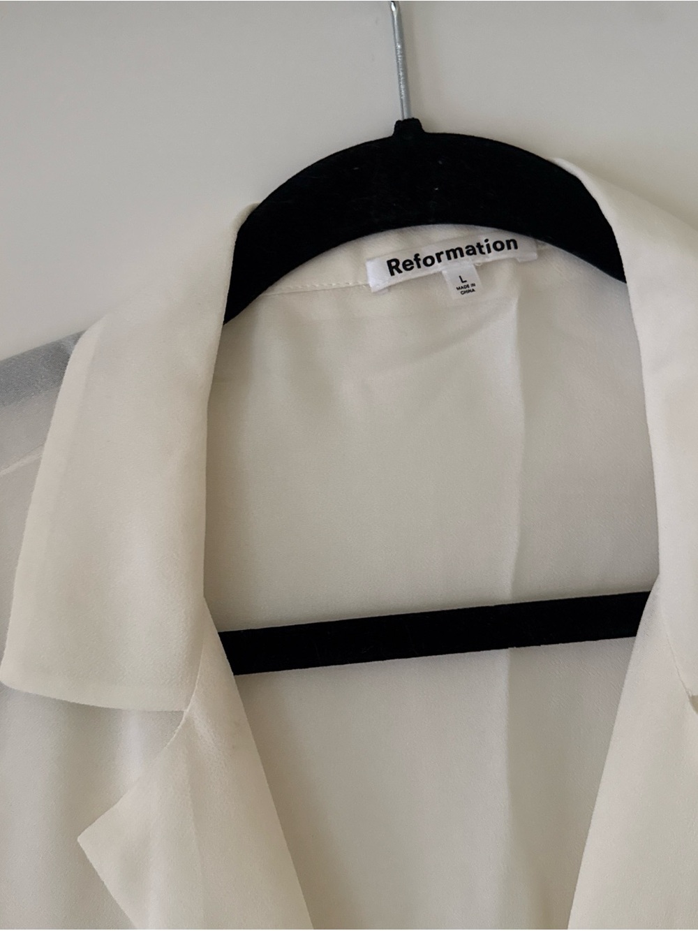 Reformation Ivory Button-Front Silk Blouse - Picture 2 of 3